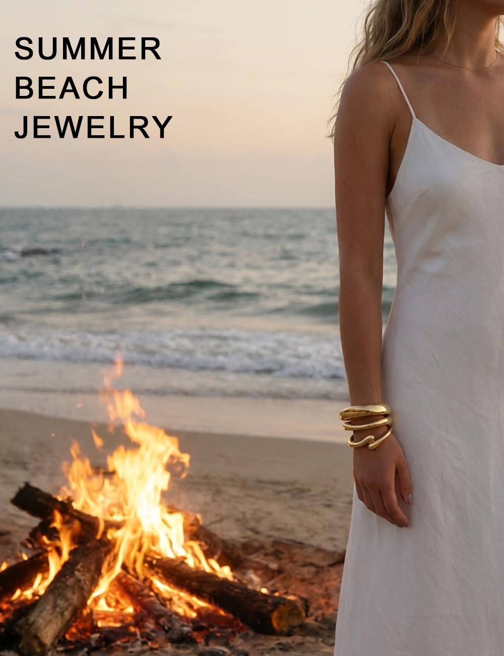 Chunky Gold Bangle Bracelets for Women, Dainty 14k Gold Plated Big Stackable Bangles Set, Trendy Statement Cuff Bracelet Stack Fashion Jewelry Gifts - Image 7