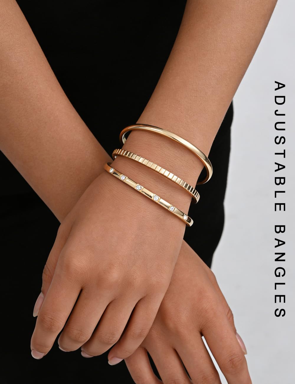 Gold Bangle Bracelets for Women, 14k Gold Plated Friendship Love Stackable Bangles Set, Trendy Open Cuff Bracelet Stack Dainty Dupe Summer Beach Jewelry - Image 4