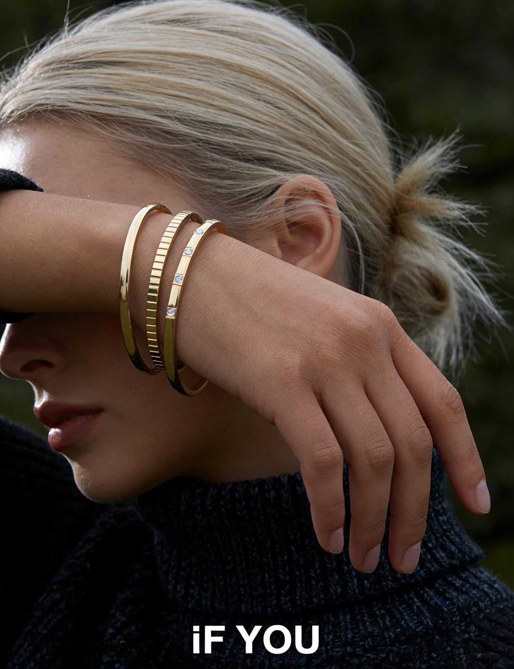 Gold Bangle Bracelets for Women, 14k Gold Plated Friendship Love Stackable Bangles Set, Trendy Open Cuff Bracelet Stack Dainty Dupe Summer Beach Jewelry - Image 5