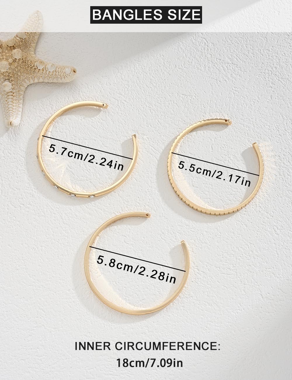 Gold Bangle Bracelets for Women, 14k Gold Plated Friendship Love Stackable Bangles Set, Trendy Open Cuff Bracelet Stack Dainty Dupe Summer Beach Jewelry - Image 9