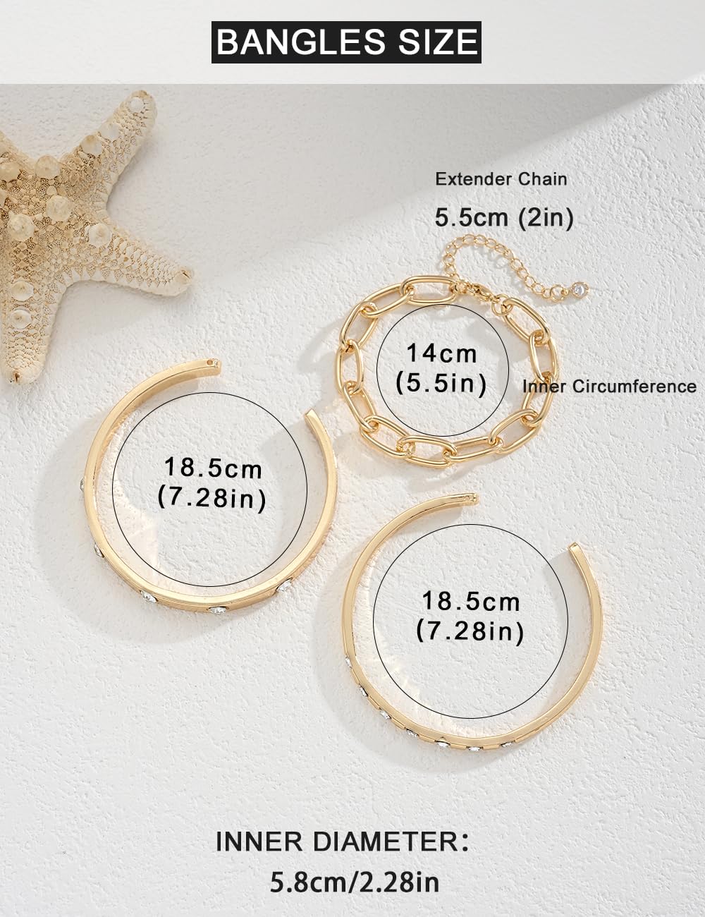 Gold Bangle Bracelets for Women, Dainty 14k Gold Plated Friendship Love Stackable Bangles Set, Trendy Cuff Bracelet Stack Dupe Jewelry Gift (Gold-Paperclip & Bangles) - Image 3