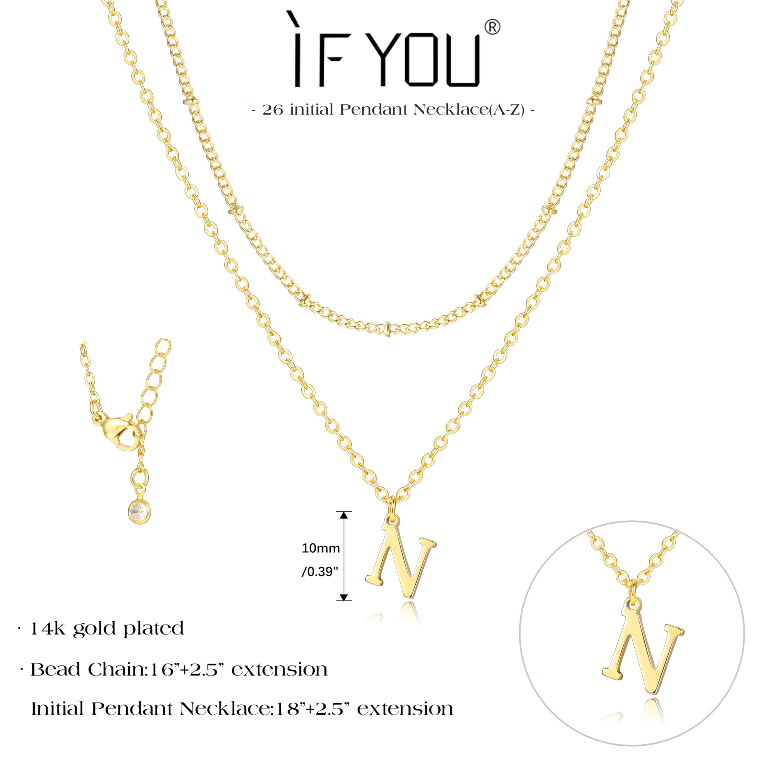 Gold Initial Necklaces for Women, 14K Gold Plated Letter Necklace Tiny A-Z Pendant Choker Cute Necklace Personalized Monogram, Dainty Gold Layered Initial Necklace Jewelry for Women Birthday Gifts - Image 3