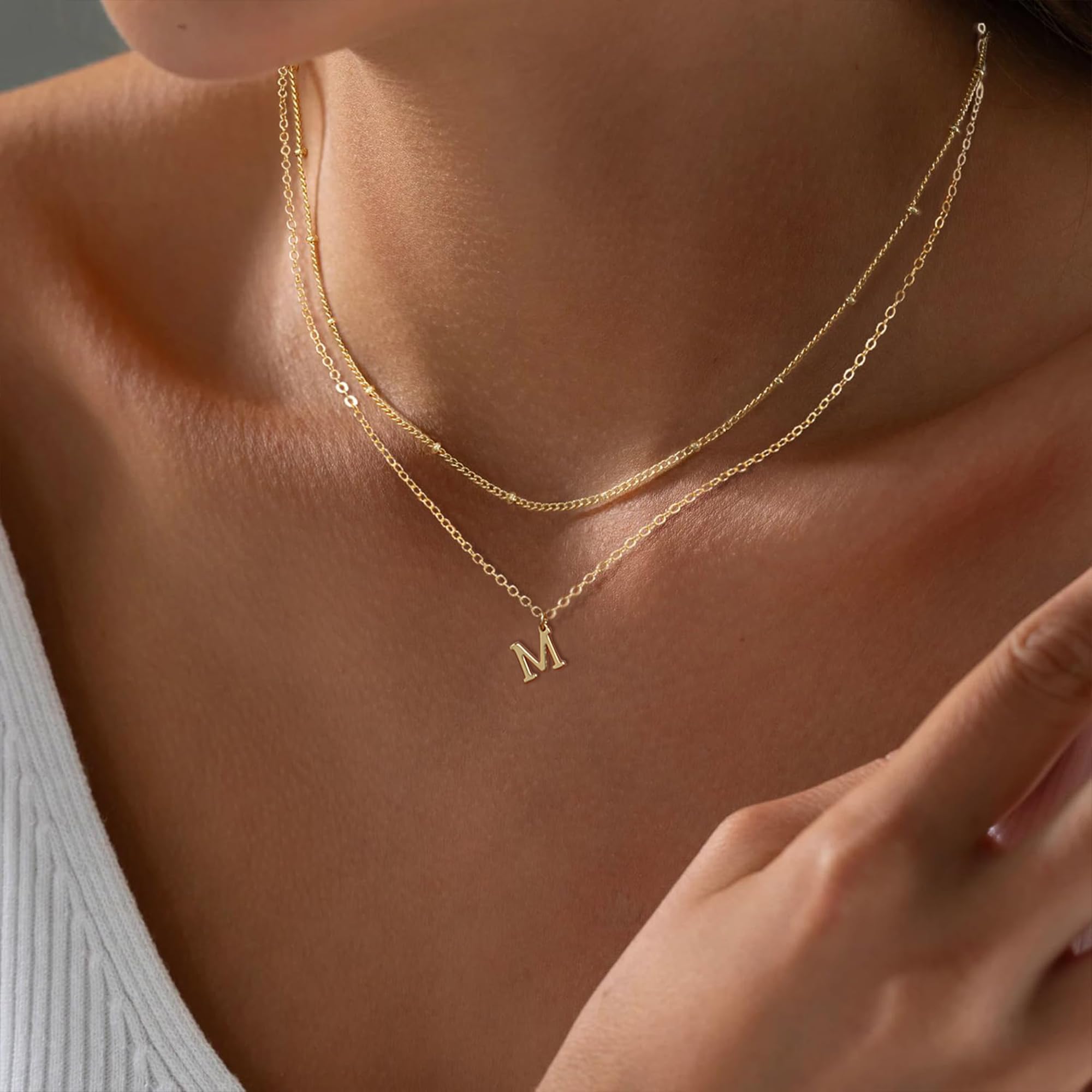 Gold Initial Necklaces for Women, 14K Gold Plated Letter Necklace Tiny A-Z Pendant Choker Cute Necklace Personalized Monogram, Dainty Gold Layered Initial Necklace Jewelry for Women Birthday Gifts - Image 4