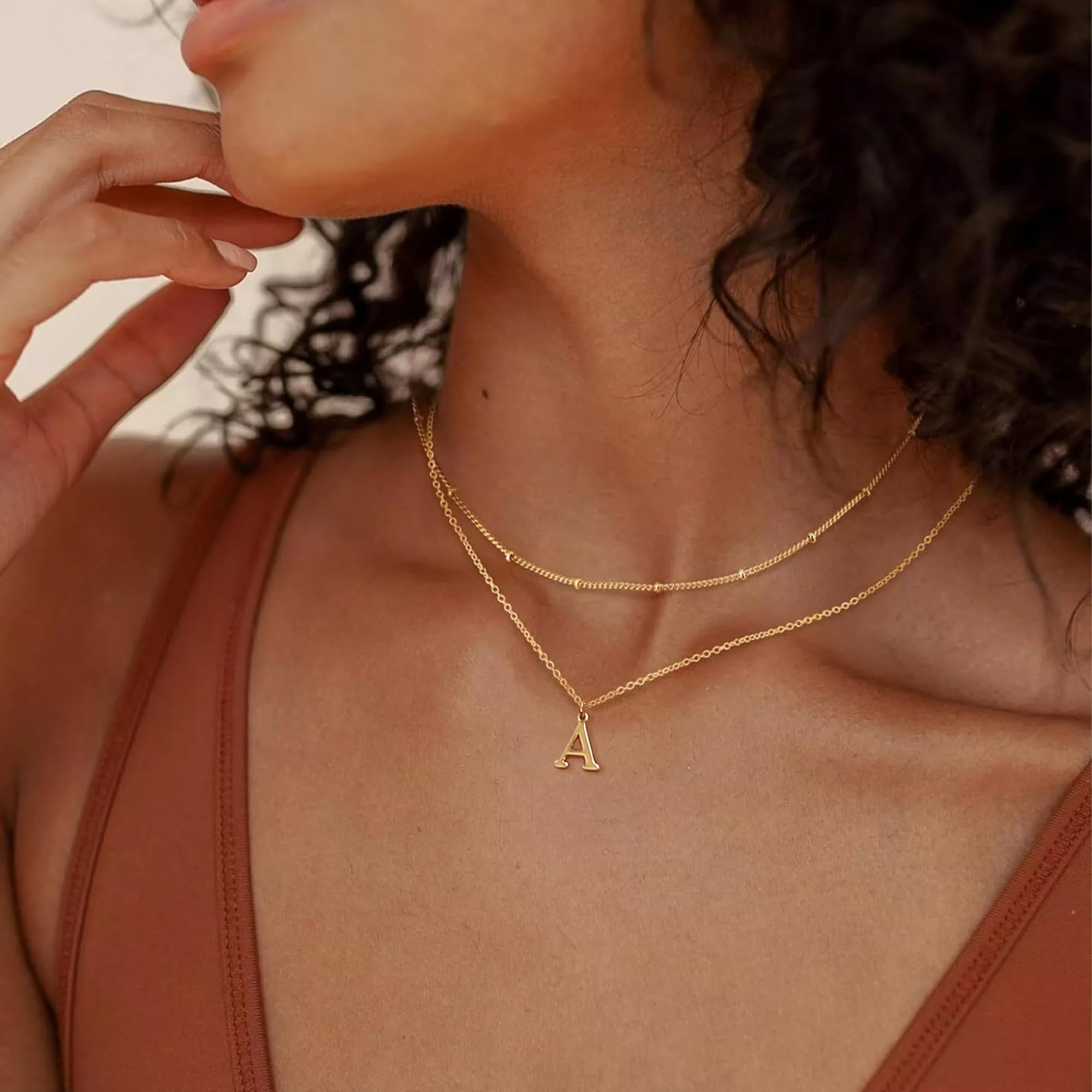 Gold Initial Necklaces for Women, 14K Gold Plated Letter Necklace Tiny A-Z Pendant Choker Cute Necklace Personalized Monogram, Dainty Gold Layered Initial Necklace Jewelry for Women Birthday Gifts - Image 6