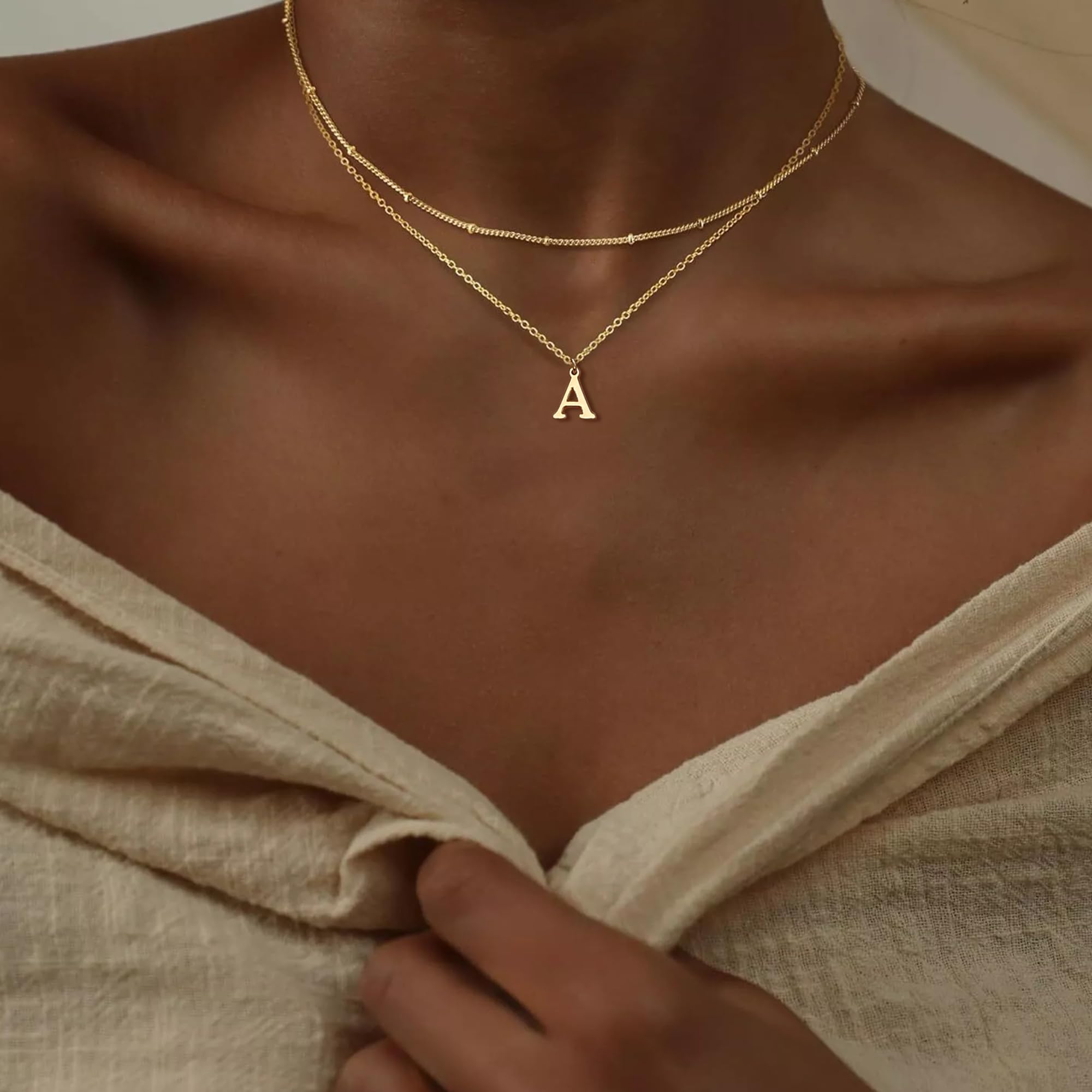 Gold Initial Necklaces for Women, 14K Gold Plated Letter Necklace Tiny A-Z Pendant Choker Cute Necklace Personalized Monogram, Dainty Gold Layered Initial Necklace Jewelry for Women Birthday Gifts - Image 5