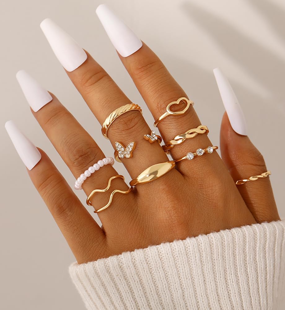 iF YOU 25 Pcs Gold Rings Set for Women, Thin Stackable Knuckle Finger Midi Rings, Simple Stacking Cute Ring Pack Trendy Stuff Jewelry Gift - Image 3