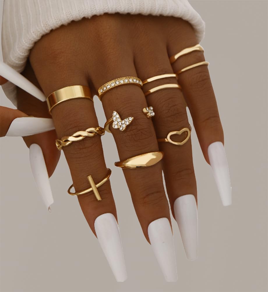 iF YOU 25 Pcs Gold Rings Set for Women, Thin Stackable Knuckle Finger Midi Rings, Simple Stacking Cute Ring Pack Trendy Stuff Jewelry Gift - Image 4