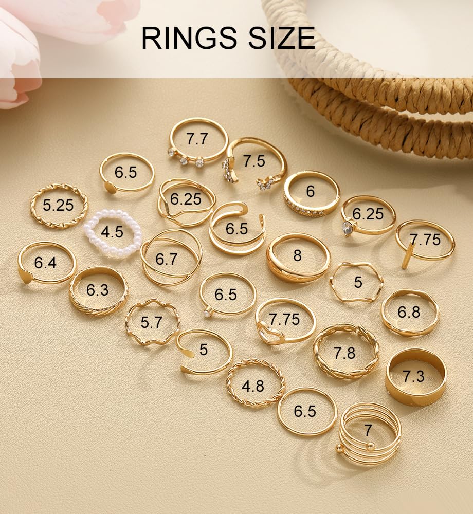 iF YOU 25 Pcs Gold Rings Set for Women, Thin Stackable Knuckle Finger Midi Rings, Simple Stacking Cute Ring Pack Trendy Stuff Jewelry Gift - Image 7