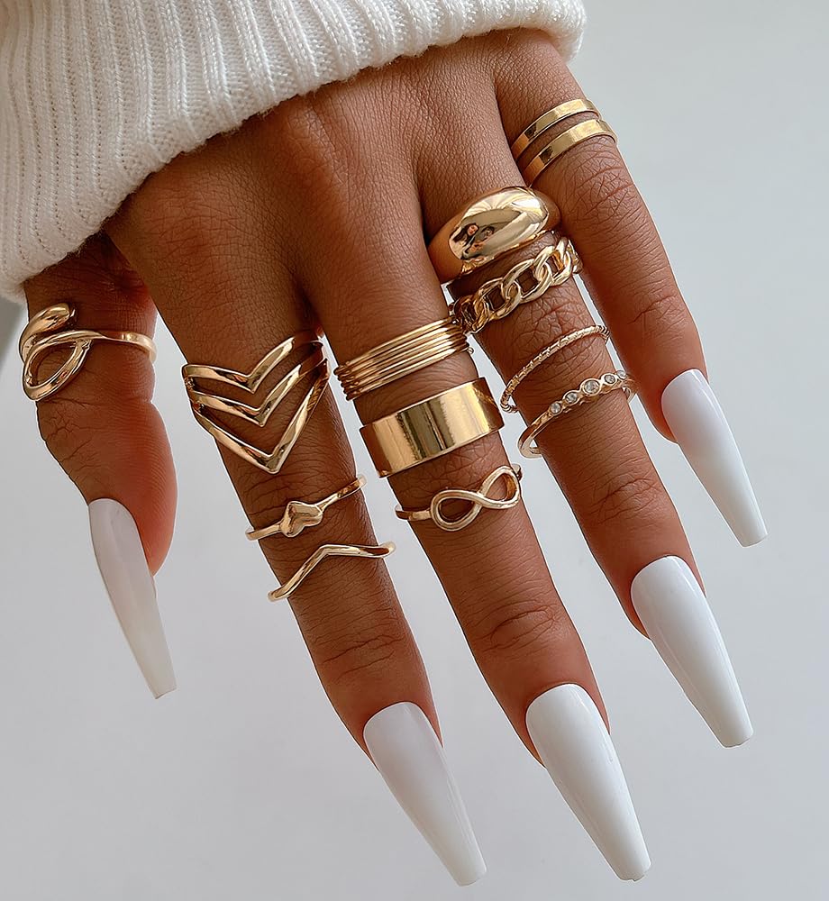 iF YOU 25 Pcs Gold Stackable Ring Set for Women, Chunky Knuckle Finger Midi Rings, Silver Simple Stacking Cute Rings Pack Trendy Stuff Jewelry Gift - Image 4