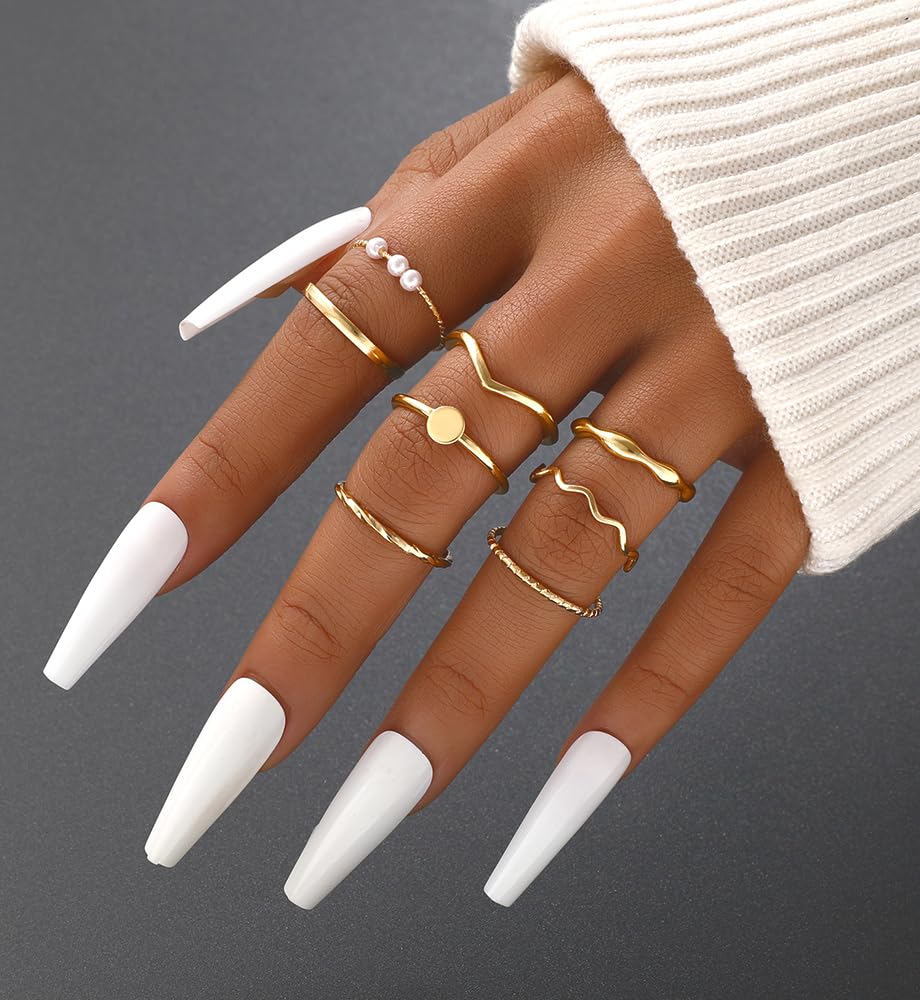 iF YOU 25 Pcs Gold Stackable Ring Set for Women, Chunky Knuckle Finger Midi Rings, Silver Simple Stacking Cute Rings Pack Trendy Stuff Jewelry Gift - Image 5