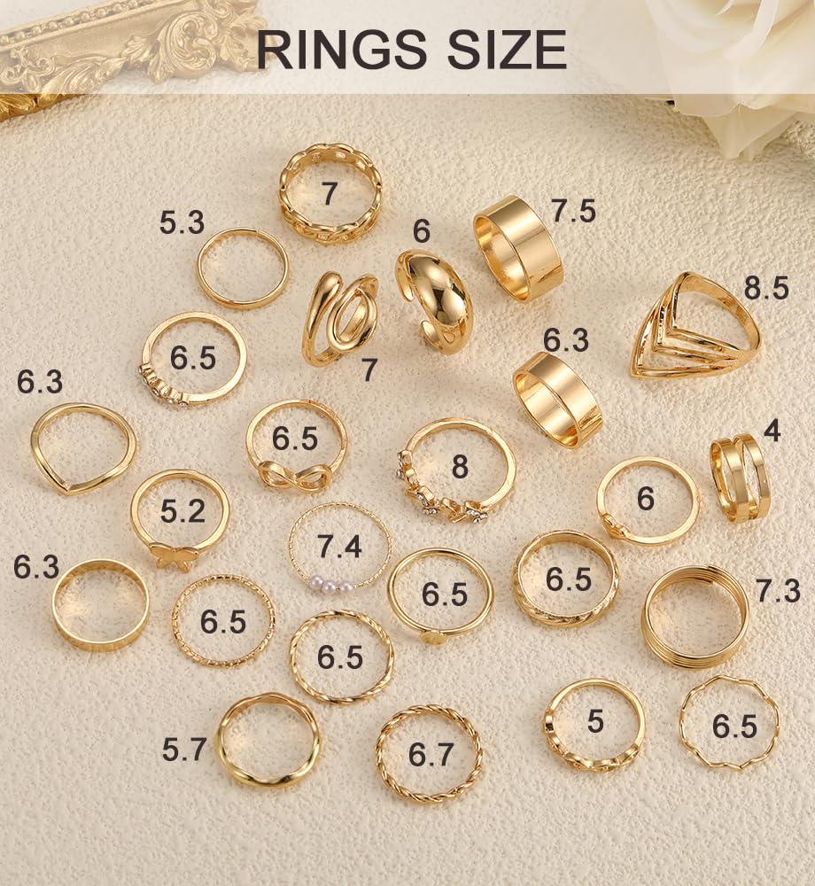 iF YOU 25 Pcs Gold Stackable Ring Set for Women, Chunky Knuckle Finger Midi Rings, Silver Simple Stacking Cute Rings Pack Trendy Stuff Jewelry Gift - Image 9