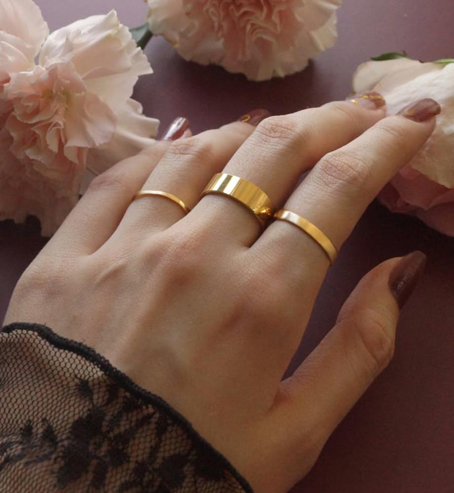 iF YOU Gold Rings for Women Non Tarnish, Dainty 14K Gold Plated Stackable Cubic Zirconia Knuckle Ring Set, Trendy Statement Promise Wedding Bands Stacking Engagement Rings Size 6 7 8 9 10 - Image 5