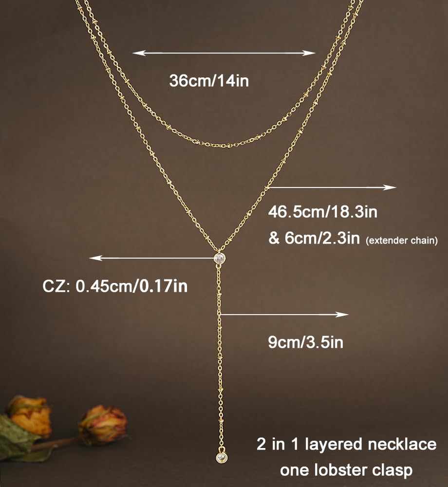 iF YOU Lariat Gold Long Necklaces for Women Trendy, Dainty 14K Gold Plated Drop Chain Necklace, Layered Rosary Beaded Y Necklaces Summer Beach Jewelry Gifts - Image 9